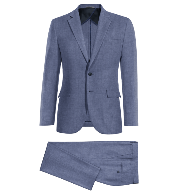 traje de novio sin forro azul de lino