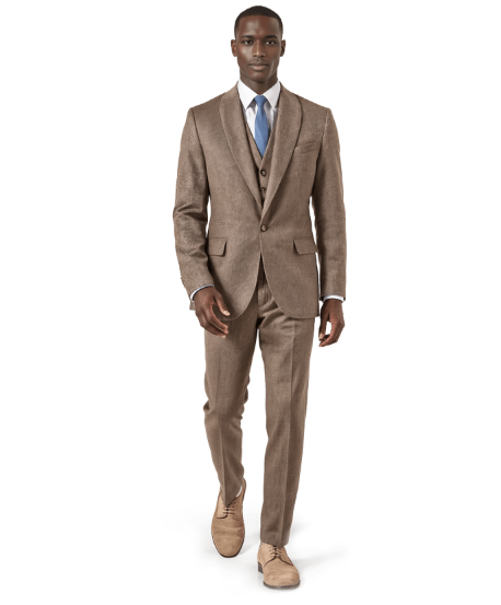 Traje de novio tres piezas color chocolate