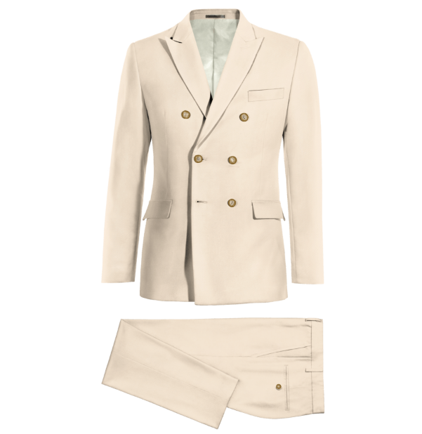 Traje de novio cruzado crema