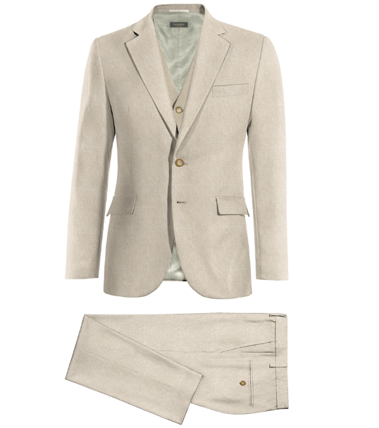 Traje  de novio tres piezas Lino Beige