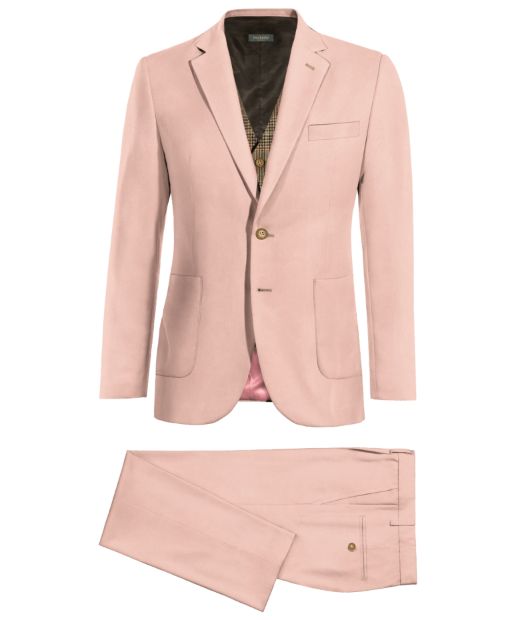 Traje de novio color rosa tres piezas
